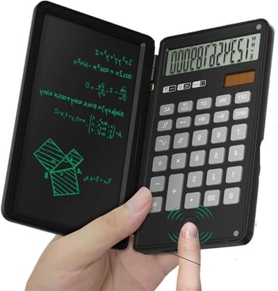Rekenmachine Notitieblok - Flip Calculator - Kantoor Werk - Ingebouwd Schrijfvlak - 200 Gram - Zwart