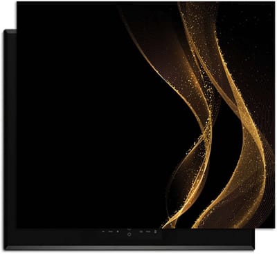 KitchenArt - Golden Flow – Inductie Beschermer - 52x35 cm - Kookplaat Beschermer - Luxe Afdekplaat Inductieplaat - Anti-slip & Oprolbaar - Beschermmat Inductiekookplaat