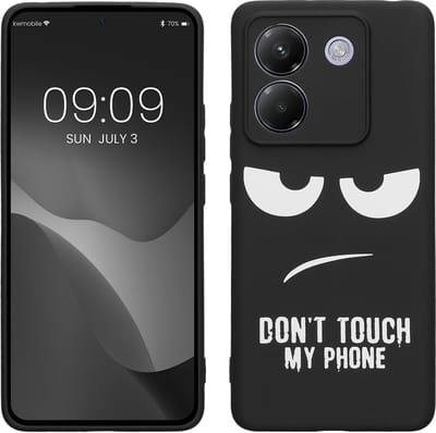 kwmobile telefoonhoesje geschikt voor Xiaomi Poco M7 pro 5G - Hoesje voor smartphone in wit / zwart - Backcover van TPU - Don't Touch My Phone design