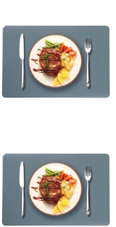 Placemats en onderzetters - Set van 2 - Geïsoleerde PU-leren placemats - Waterdicht - Wasbaar - Placemats voor keuken, binnen, buiten, feest -45*30cm-Blauw