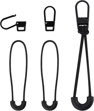 Set van 3 vervangende ritspullers, afneembare metalen ritsgrepen en verlengstukken voor reparatie van ritsen voor jassen, kleding, rugzakken en bagage (Zwart)