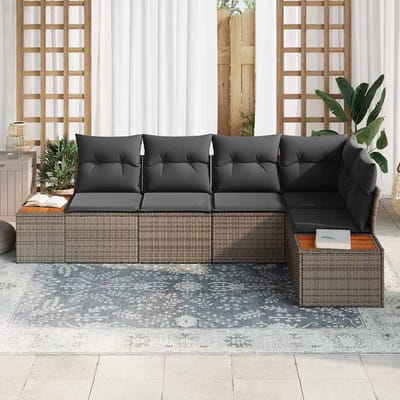 vidaXL - Tuinbank - Set - 5 - st - 5-Aantal - zitplaatsen - Grijs - Poly - rattan