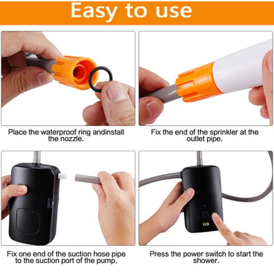 Douche de Camping Portable Douche Extérieure Douche de Plage avec Batterie 4400mAh 2 Modes Rechargeable par USB Charge Rapide Autonomie 80-90 Minutes pour Camping Hi