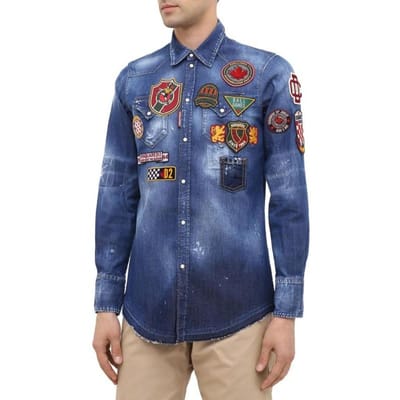 DSQUARED2 effectief herenshirt effect denim shirt -50% - Maat: IT50 gray