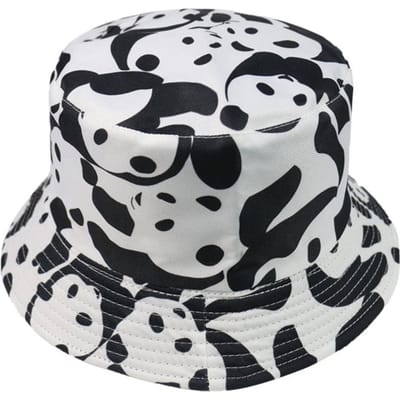 Omkeerbare Dubbelzijdige Bucket Hat Schattige Reuzenpanda Kat Cartoon Vissersmuts Buiten Zonnehoed Voor Mannen Vrouwen One Size gray