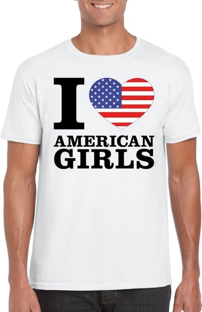 I love American girls t-shirt wit heren - Amerika shirt S