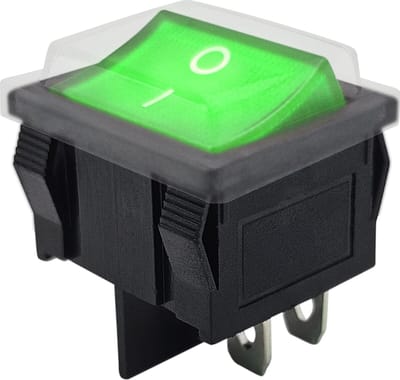 ProRide Wipschakelaar ON-OFF KCD5-202 - met Beschermkapje - 2 Polig - 250V/6A - Groen met controlelampje