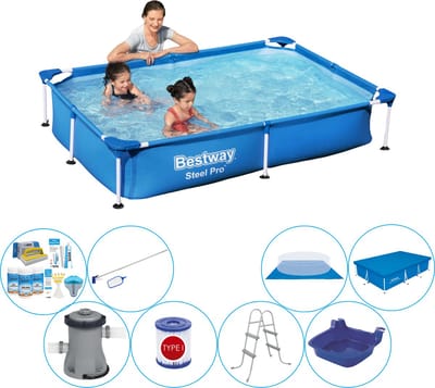 Steel Pro Rechthoekig 221x150x43 cm - Zwembad Inclusief Accessoires