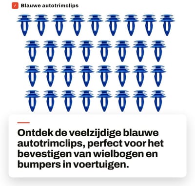 Dailygoods- Autotrimclips Blauw - Bevestigingsclips Auto - Wielbogtrimclips - Autobody Bumper Klinknagel - Borgclips Plastic - 30 Stuks/Pak