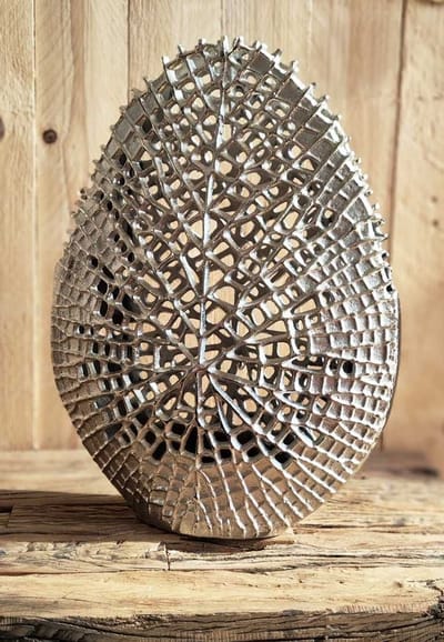 Michael Noll - Vaas - Vaas met patroon - Zilver - Aluminium - Maat M 34,5 cm - Decoratie