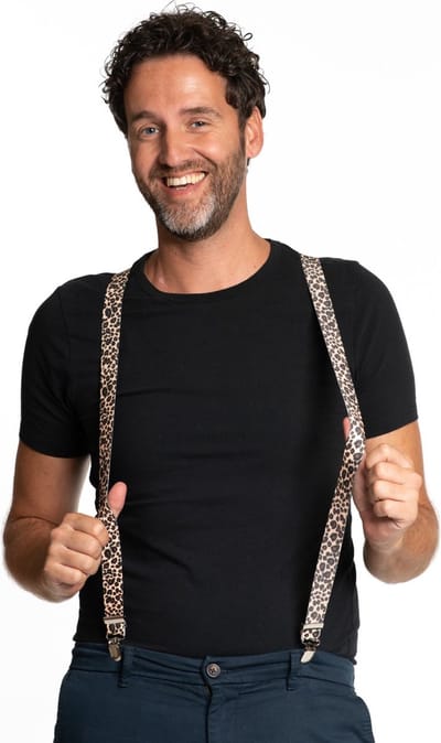 Partychimp Bretels Panter Luipaard voor bij Carnavalskleding Heren Carnaval Accessoires Toppers in Concert 2025 Fout en Stout 2,5 Cm Breed - One-size