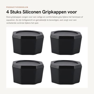 Dailygoods - 4 Stuks Siliconen Gripkappen voor Tennisrackets