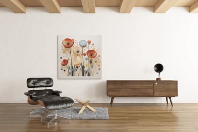 Canvas Schilderij - Bloemen - Abstract - Wanddecoratie - 40x40x2 cm