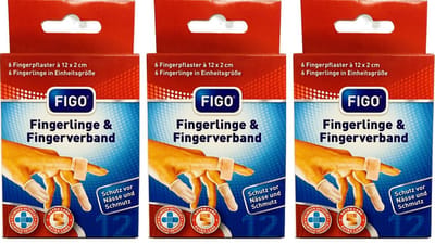 Figo 3 x 12 Vingerpleisters met vingercondooms -18 pleisters, 18 vingercondooms - extra lange pleisters