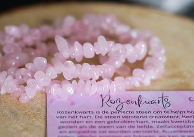 Rozenkwarts Armband met organische kralen, chip, edelstenen - Perfect cadeau voor vrouwen- Inclusief uitleg - Spiritueel - Rosequartz - Liefde - Connectie - Trauma - Healing - Gebroken Hart - Verlies - Verdriet - 100% NATUURLIJK