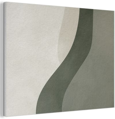 Akoestisch wandpaneel 80x60 cm - Vilt schilderij Japandi - Groen - Abstract - Modern - Akoestische panelen - Geluidsdempende wanddecoratie - Geluidsisolatie woonkamer - Muurdecoratie geluidspanelen