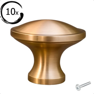 10X Meubelknop Rapid Rond Goud - Knoppen voor keukenkast - deurknopjes - Meubelknoppen / Kastknoppen Goud