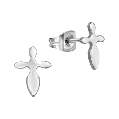 Aramat Jewels | Oorbellen | Stalen Kruisjes Oorbellen – Zilverkleur – 10x7mm | | | |8mm | Staal | Kinderen, Volwassenen | Verkleurd niet