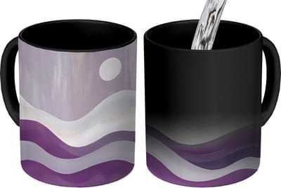 Magische Mok - Foto op Warmte Mokken - Koffiemok - Golven - Heuvels - Abstract - Paars - Magic Mok - Beker - 350 ML - Theemok