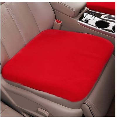 Dailygoods- Autostoelbeschermer Universeel - 2 Stuks - Hoofd- en Passagierszijde - Nep Konijnenbont - 45 cm x 45 cm - Bevestiging met Gesp - Zitkussen