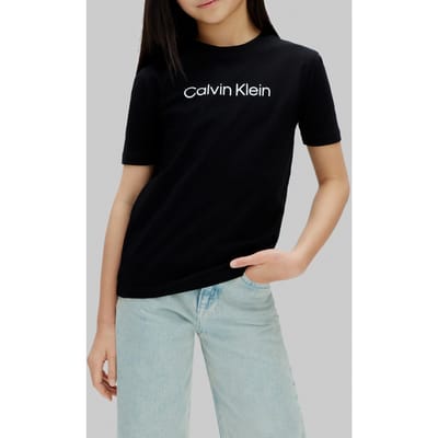 Calvin Klein Ss Waffle Badge Crewnetee Black Taglia: 10 | Jeans Outlet | kids | Nero