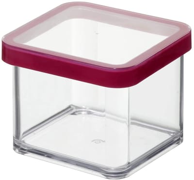 Dailygoody - Opbergdoos - Vierkante kunststof opbergdoos - BPA-vrij - Transparant met rood deksel - Ideaal voor droge snacks - 0,5 liter