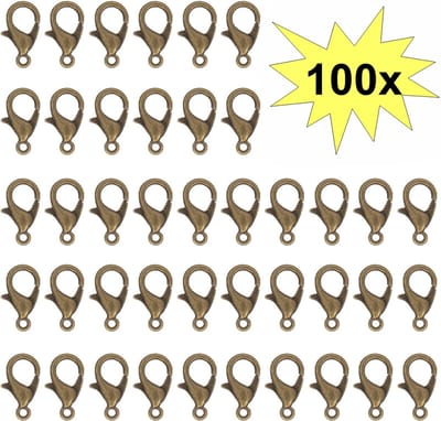 100x Karabijn Sluitingen - Karabijnsluitingen - Karabijnhaakjes - Brons - 10mm - 100 Stuks