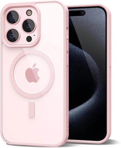 Casemania Hoesje Geschikt voor Apple iPhone 15 Pro Max - Roze - Bumper Hoesje Geschikt voor MagSafe - Zachte TPU Rand en Krasbestendige Transparante Achterkant Back Cover - Pink