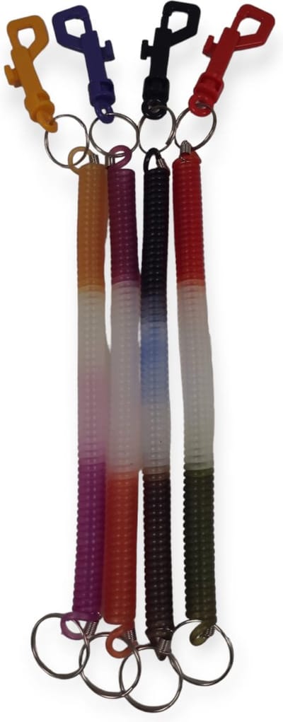 Doodadeals® Spiraal sleutelhangers – Veelzijdig & Kleurrijk – 4 Pack met Plastic Clip – Sleutelring – Multicolor