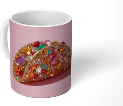 Mok - Koffiemok - Taco - Kleurrijk - Edelstenen - Goud - Mokken - 350 ML - Beker - Koffiemokken - Theemok