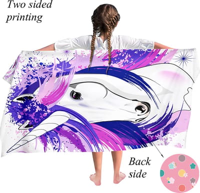 Ulticool Microvezel Handdoek - Eenhoorn Unicorn Stoer - Badhanddoek Strandlaken - Kind Meisje Jongen - Sneldrogend Badlaken - 140 x 70 cm - voor Reizen Fitness Gym Sport Spa Yoga – Lichtgewicht Microvezel Reishanddoek - Microfiber - Paars Roze