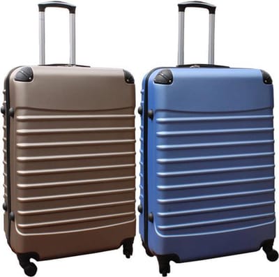 Travelerz kofferset 2 delig ABS groot - met cijferslot - 95 liter - licht blauw - goud
