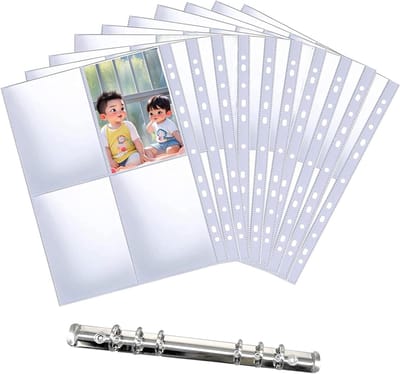 40 Stuks Losse Blad Kaarthouder met 160 Transparante Zakjes voor Foto's, Sportkaarten en Visitekaartjes, Inclusief 1 Metalen Clip