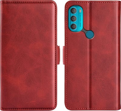 MobyDefend Hoesje - Geschikt voor Motorola Moto G71 - Luxe Wallet Book Case (Sluiting Zijkant) - Rood