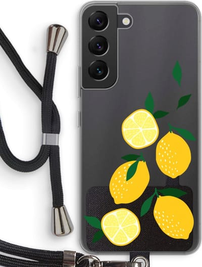 Case Company® - Hoesje met koord geschikt voor Samsung Galaxy S22 hoesje met Koord - You're my lemon - Telefoonhoesje met Zwart Koord - Bescherming aan alle Kanten en Over de Schermrand