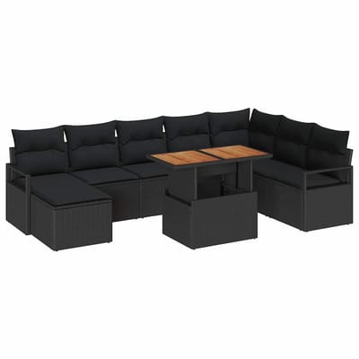 vidaXL - Tuinbank - Set - 9 - st - Zwart - en - Bruin