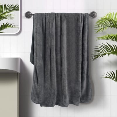Unyqoos® Uitmuntende Microvezel Douche- en Saunahanddoek, Extra Groot, Sneldrogend en Super Absorberend, Donkergrijs, 100 x 200 cm