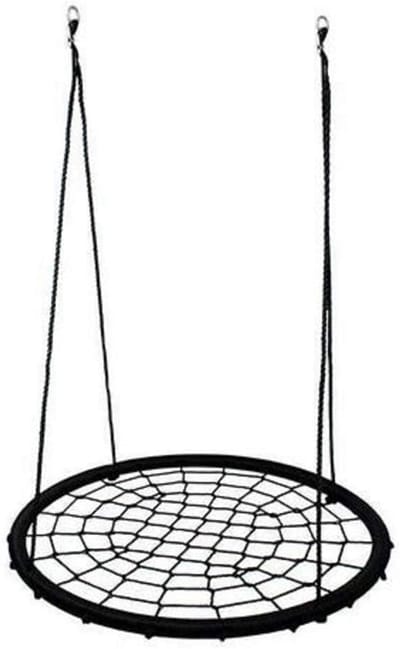 Vogelnestschommel - Ronde netschommel - Buiten spelen - Verstelbaar touw - 100 cm diameter - Zwart