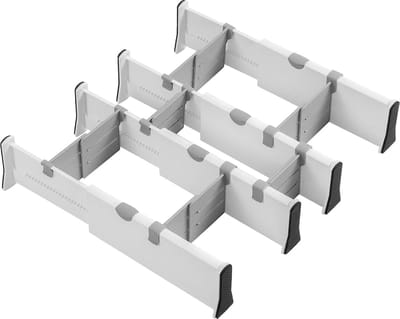 Verstelbare ladeverdelers, set van 4 ladeverdelers met verdelers (27,5-43,5 cm), verstelbare ladeverdelers, geschikt voor ladekast, slaapkamer, bureau