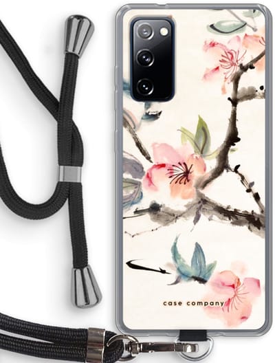 Case Company® - Hoesje met koord geschikt voor Samsung Galaxy S20 FE / S20 FE 5G hoesje met Koord - Japanse bloemen - Telefoonhoesje met Zwart Koord - Bescherming aan alle Kanten en Over de Schermrand