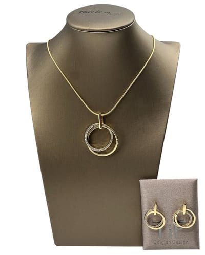 TIF - Sieraden - Sieradenset dames - Halsketting - Oorbellen - Goud - Verstelbaal 42-47 cm - Geschenkdoos