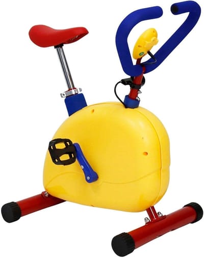 Kinder Trainingsfiets - Mini Hometrainer - Binnen Sporten - Verstelbaar Zadel - Tot 70 kg - Rood en Geel