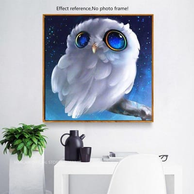 Peinture de diamant de hibou, broderie complète de diamant rond, image de mosaïque de diamant d'animal 30x30CM gray