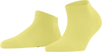 FALKE Family kort eenkleurig katoen sneakersokken enkelsokken dames geel - maat 35-38