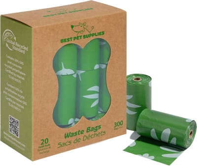 Best Pet Supplies Poepzakken voor honden, 50% post-consumer gerecyclede inhoud hondenpoepzakken op rollen, past op alle poepzakhouders voor riemen - 300 stuks, groen, lavendelgeur