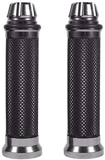 Allecto - Motorhandgrepen - Aluminium - Antislip - Titanium - Rubber - Versterkte grip - Geschikt voor straatfietsen - 14.5 cm