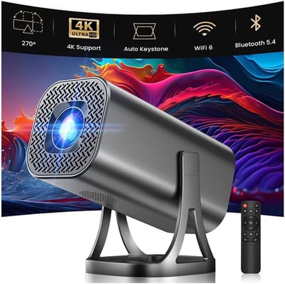 Mini Projector - Draagbare Beamer - Film Avond - Android 12 Wifi 6 - 200 Inch Scherm - Grijs
