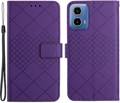 Coverup Hoesje - Geschikt voor Motorola Moto G04(s) / G24 (Power) / E14 Hoesje - Coverup Rhombus Book Case - Paars