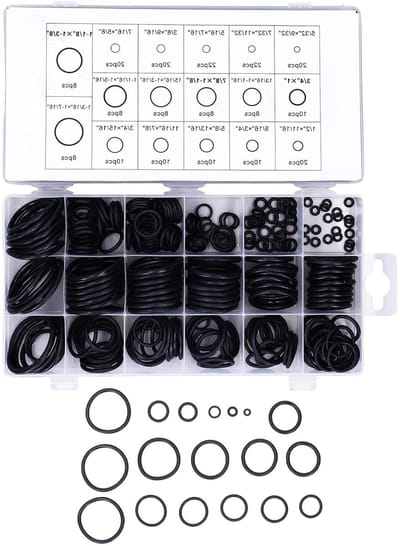Rubberen O-ringen - Afdichtingen Assortiment - Lekkages Voorkomen - 222 Stuks Set - Diverse Maten - Zwart