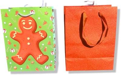 4 Luxe Kerst Cadeautasjes A5 formaat 23x18x9cm - Kerst Papieren cadeautasjes met Full-color bedrukking